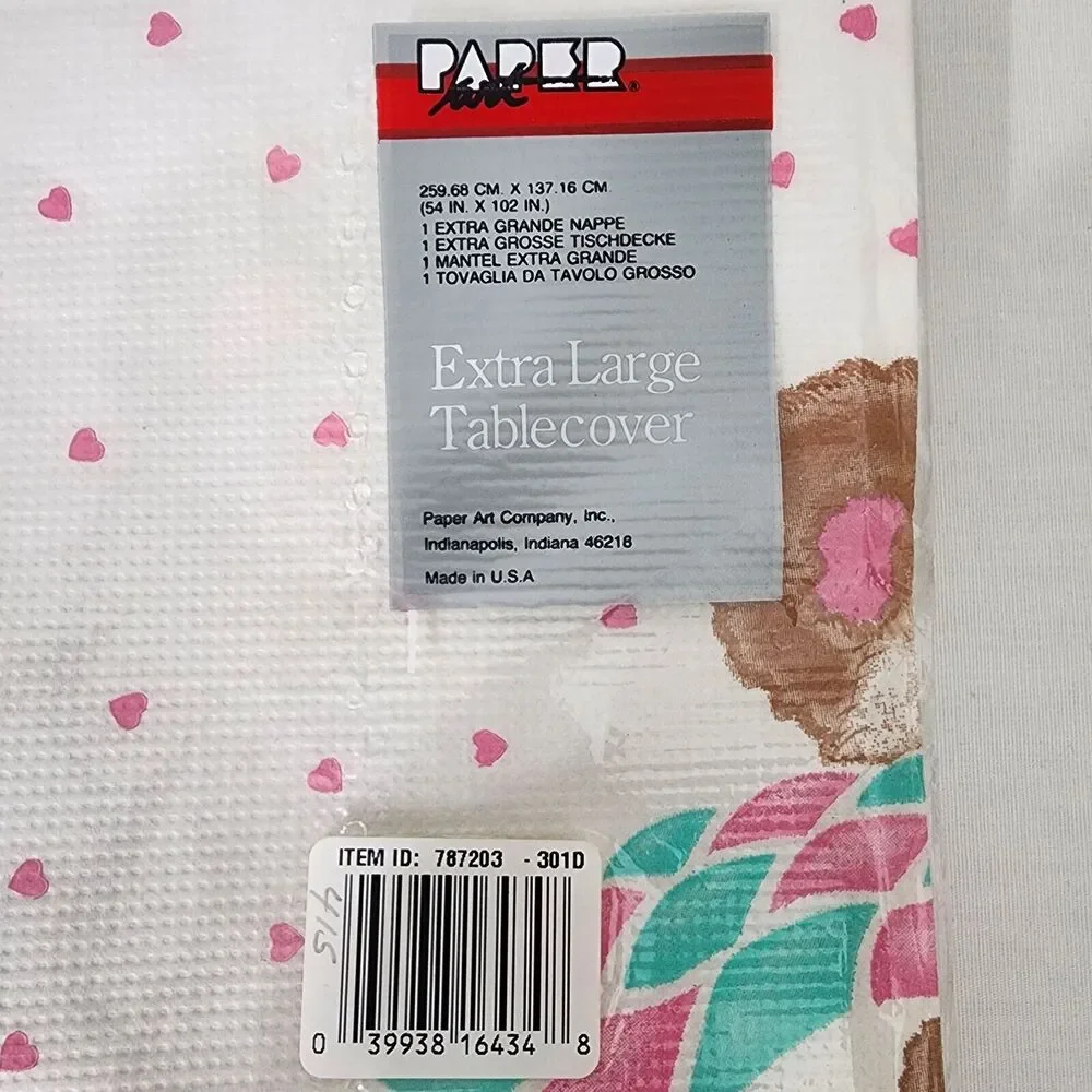 Vintage Paper Art Extra Large Table Cover Baby Shower 54x102